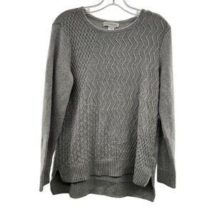 Christopher & Banks Women's Long Sleeve Cable Knit Sweater Gray Size Medium